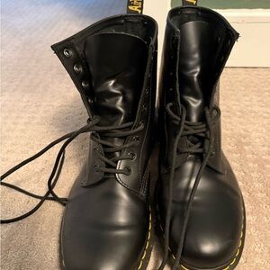 Dr. Martens Black Boots with Yellow Stitching